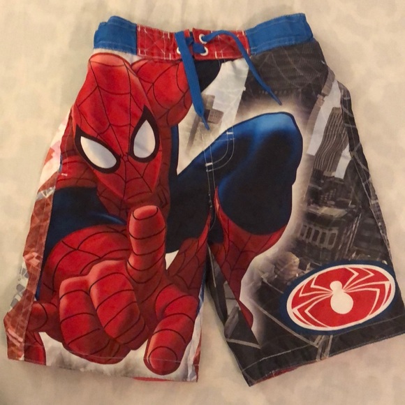 boys spiderman swim trunks